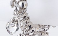 AB1228- Clear/Silver- CRYSTAL HEART METAL CHAIN BRACELET